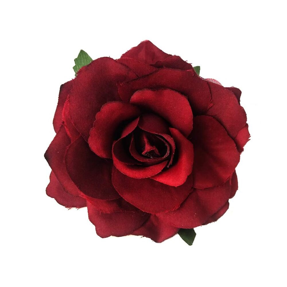 Large 4" Rose Brooch Hairpin Clip, Alloy Metal & Satin Fabric